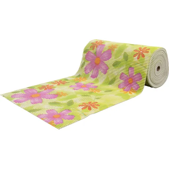 Skridsikker bademåtte på metermål 65 cm – Grøn med blomster