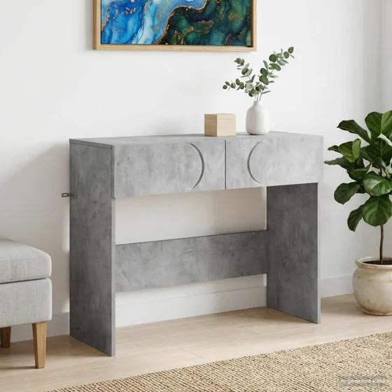 vidaXL Konsolbord Betongrå 96,5 x 38 x 75 cm med 2 skuffer