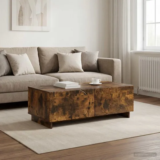 vidaXL Sofabord Røget Eg 102 x 50,5 x 35 cm med skuffer