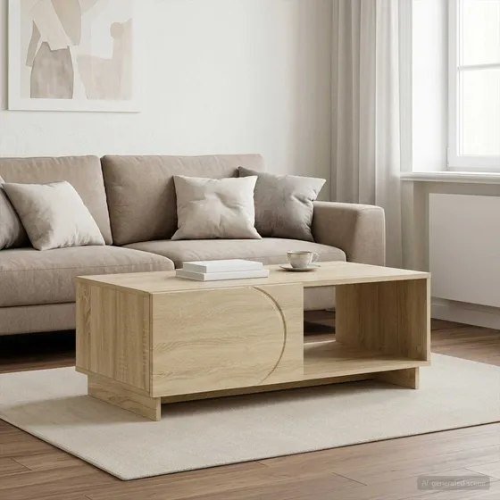 vidaXL Sofabord Sonoma-eg 95 x 50,5 x 35 cm med skuffer