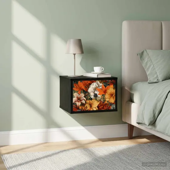 vidaXL GENNEP Vægmonteret natbord 2 stk. Sort eg 36x33x25 cm