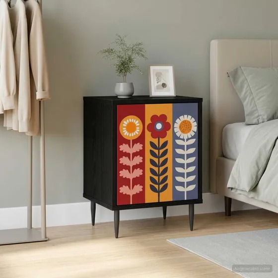 vidaXL Natskab ESSEN Sort Eg 36 x 33 x 51 cm