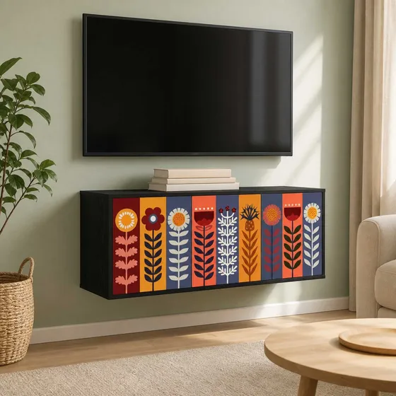 vidaXL ESSEN Væghængt TV-skab i sort eg, 102 x 33 x 40 cm