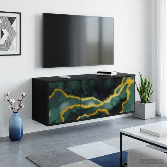 vidaXL Væghængt TV-skab WIJHE Sort Eg 102 x 33 x 40 cm