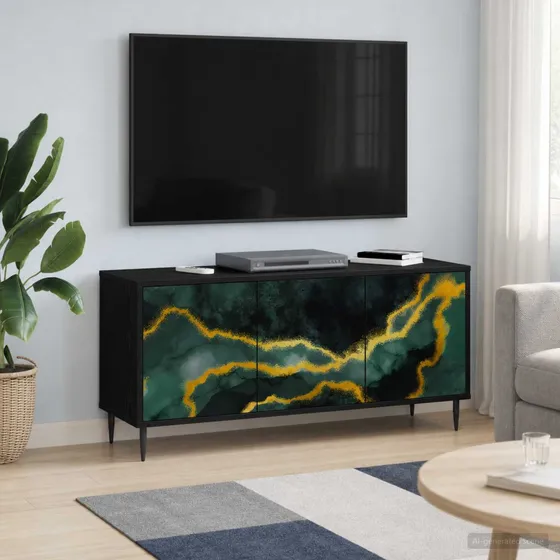 vidaXL WIJHE TV-skab i sort eg, 102 x 33 x 51 cm