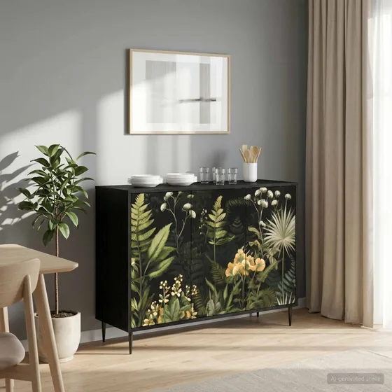 vidaXL Sideboard RHENEN Sort Eg 102x33x76 cm