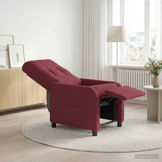 vidaXL Recliner i vinrødt stof med fodstøtte
