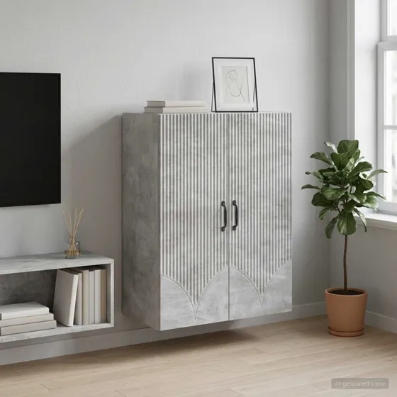 vidaXL Vægmonteret skab 66 x 34,5 x 90 cm - Betongrå