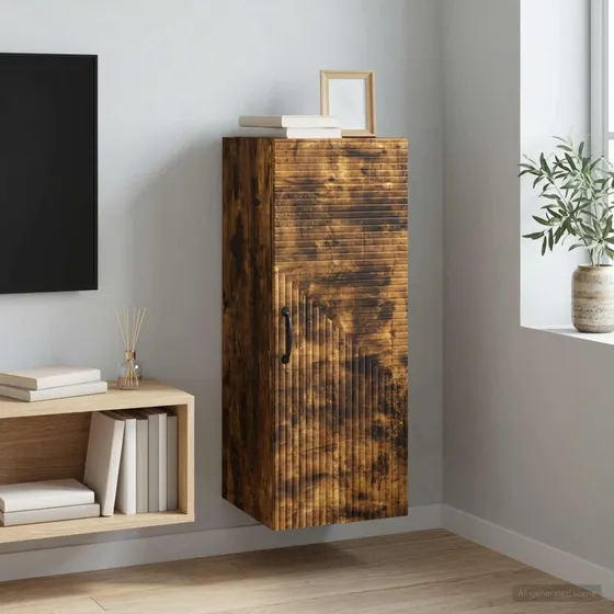 vidaXL Vægmonteret skab Røget eg 33 x 34,5 x 90 cm