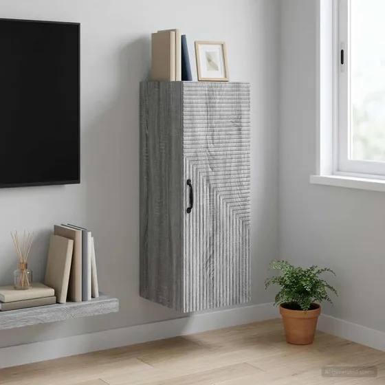 vidaXL Vægmonteret skab Grå Sonoma 33 x 90 cm