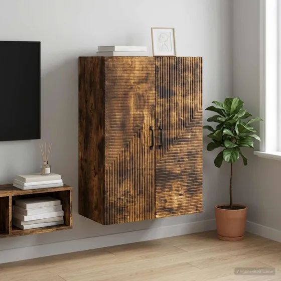 vidaXL Vægmonteret skab i Røget eg, 66 x 34,5 x 90 cm