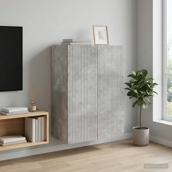 vidaXL Vægmonteret skab 66 x 34,5 x 90 cm - Betongrå