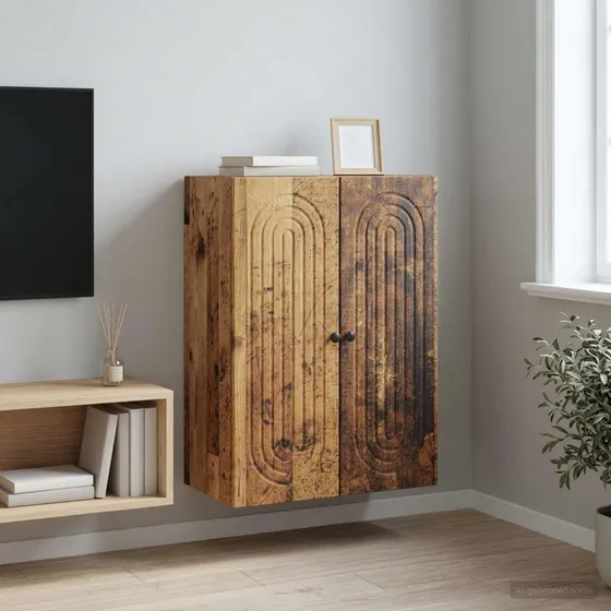 vidaXL Vægmonteret skab i gammelt træ, 66 x 34,5 x 90 cm