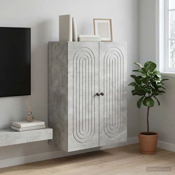 vidaXL Vægmonteret skab Betongrå 66 x 34,5 x 90 cm