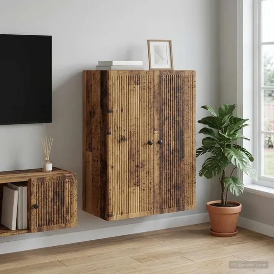 vidaXL Vægmonteret skab i gammelt træ, 66 x 34,5 x 90 cm