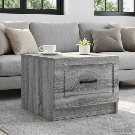 vidaXL Sofabord Grå Sonoma-eg 49x50x37 cm med skuffe