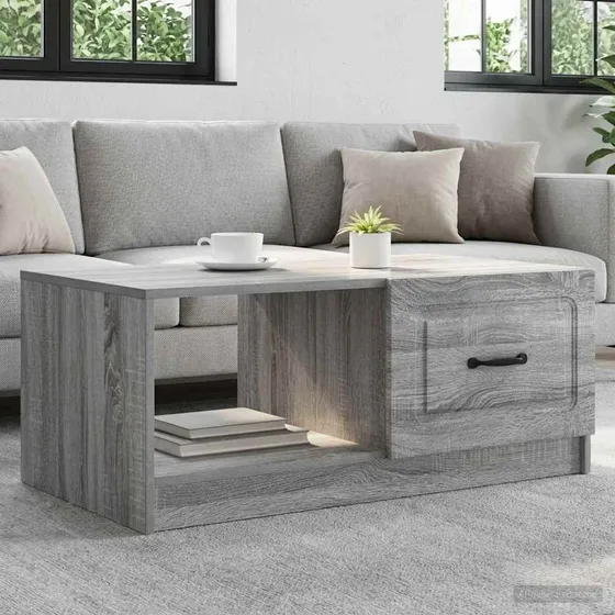 vidaXL Sofabord Grå Sonoma-eg 90 x 50 x 37 cm