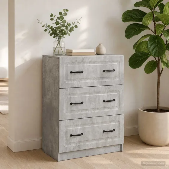 vidaXL Skuffeskab 66 x 34,5 x 87 cm - Betongrå