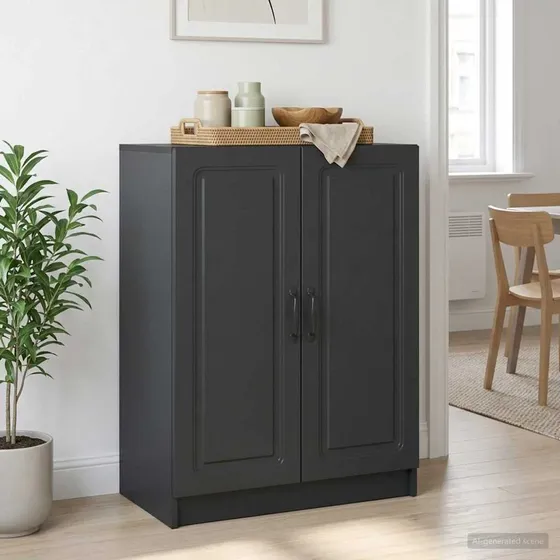 vidaXL Sideboard Sort 66 x 34,5 x 87 cm i konstrueret træ