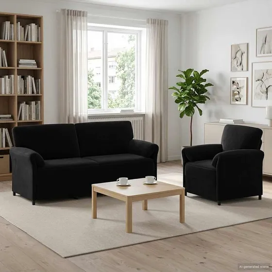 vidaXL Sofasæt 2 dele i sort fløjl