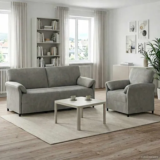 vidaXL Sofasæt 2 stk. i lysegrå fløjl