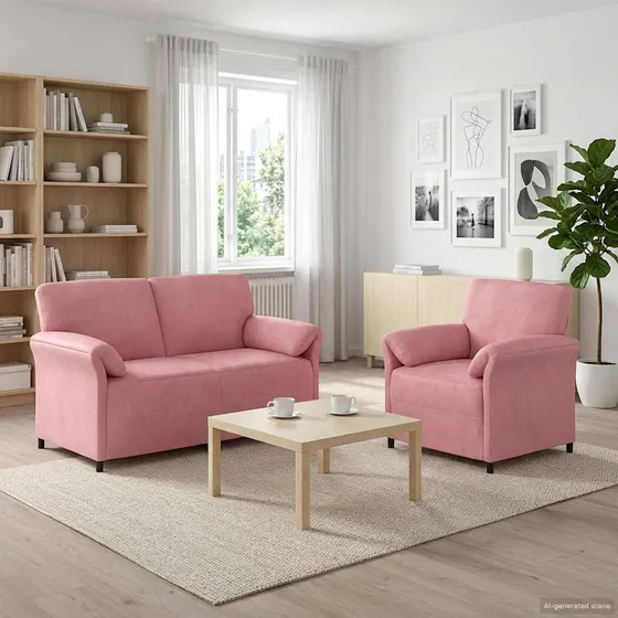vidaXL Sofasæt 2 dele i lyserød fløjl (2+1 person)