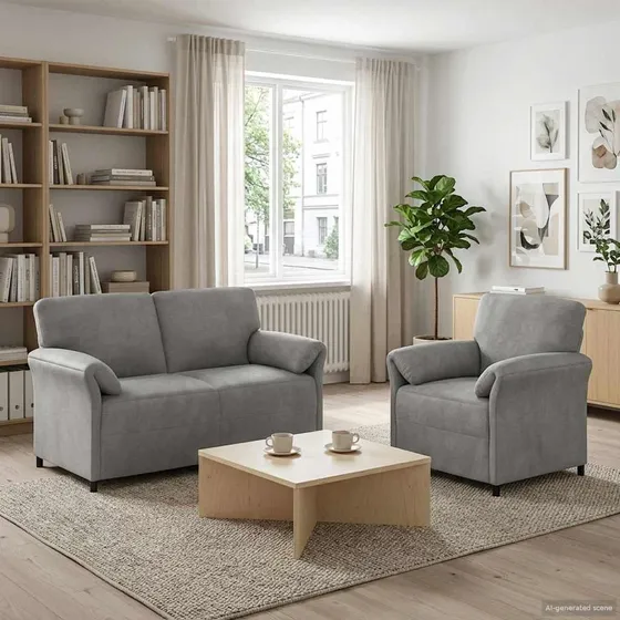 vidaXL Sofasæt 2 stk. i lysegrå fløjl