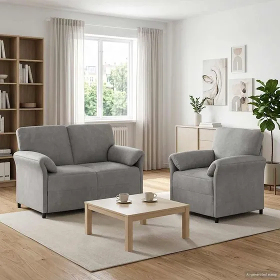 vidaXL Sofasæt 2 stk. i lysegrå fløjl