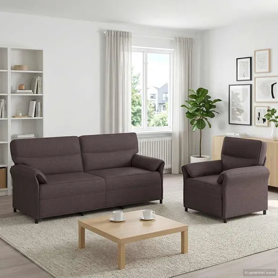 vidaXL Sofasæt 2 stk. Mørk Brun Stof