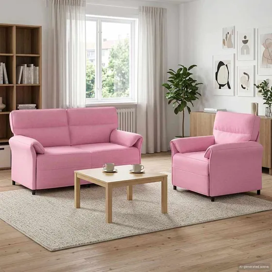 vidaXL Sofasæt 2 dele i lyserødt stof