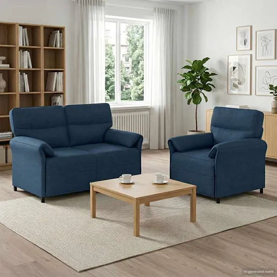 vidaXL Sofa Sæt 2 dele - Blå Stof