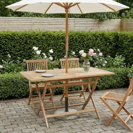 vidaXL Sammenklappeligt havebord i teak 120 x 70 cm