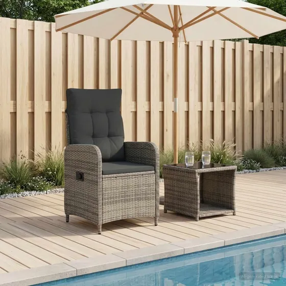 vidaXL Have lounge sæt 2 stk. Grå/Mørkegrå Poly Rattan og Glas