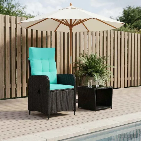 vidaXL Have lounge sæt 2 stk. PE-rattan og stål - sort/turkis