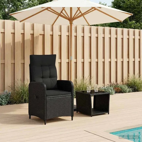 vidaXL Have lounge sæt 2 stk. Sort PE rattan og stål