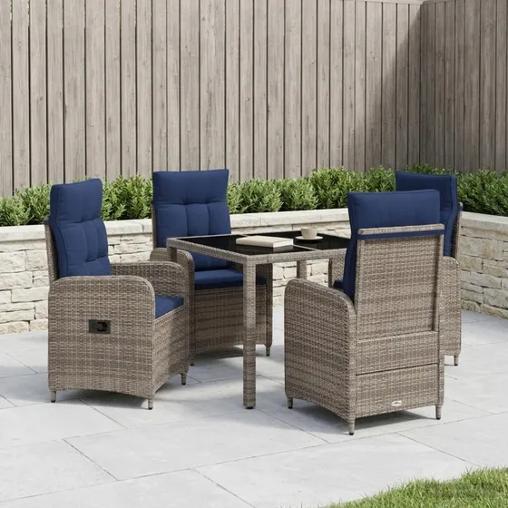 vidaXL Udendørs spisesæt 5 stk. i polyrattan