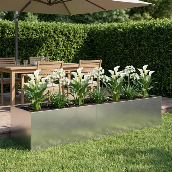 vidaXL Have Blomsterkrukke Sølv 280 x 80 x 60 cm Galvaniseret stål