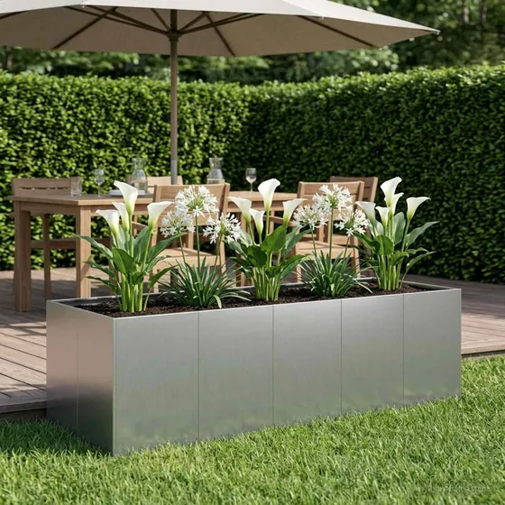 vidaXL Have Blomsterkrukke Sølv 200 x 80 x 60 cm Galvaniseret stål