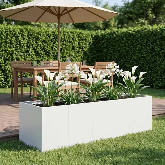vidaXL Have Blomsterkrukke Hvid 200 x 80 x 60 cm i Stål