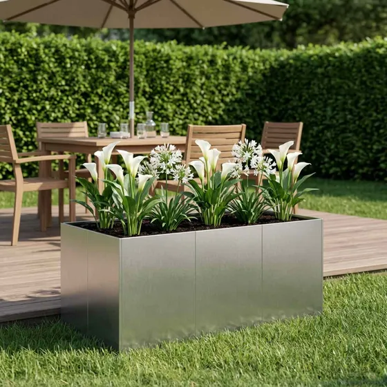 vidaXL Have Blomsterkrukke Sølv 120 x 80 x 60 cm i Rustfrit stål