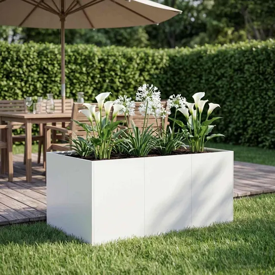 vidaXL Have Blomsterkrukke Hvid 120 x 80 x 60 cm i Stål