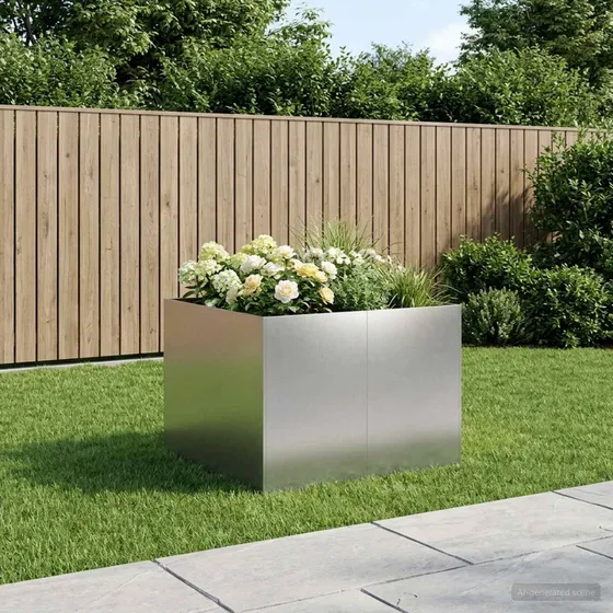 vidaXL Have Blomsterkrukke Sølv 80 x 80 x 60 cm Rustfrit stål