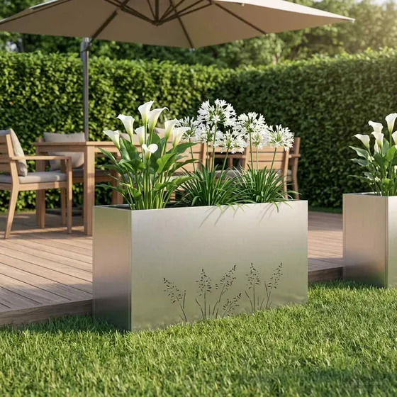 vidaXL Have Blomsterkrukke Sølv 100 x 20 x 49 cm Galvaniseret stål