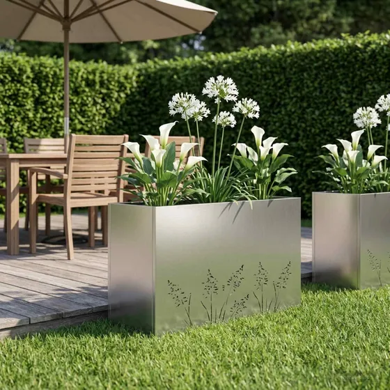 vidaXL Have Blomsterkrukke Sølv 80 x 30 x 49 cm Galvaniseret Stål