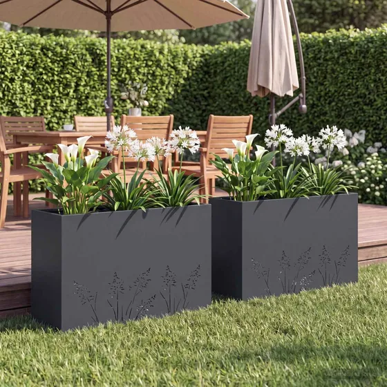 vidaXL Have Blomsterkrukke 2 stk. Antracit 80 x 30 x 49 cm