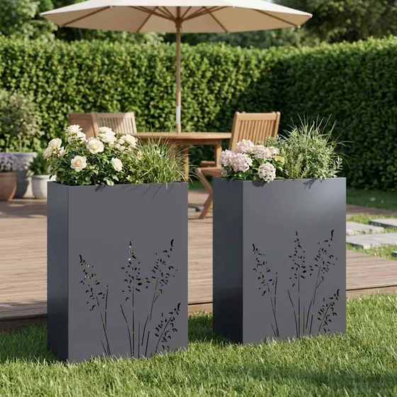 vidaXL Have Blomsterkrukke 2 stk. Antracit 50 x 30 x 75 cm