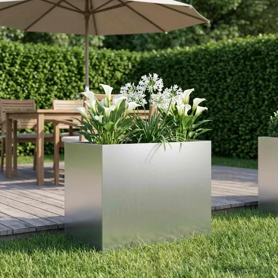 vidaXL Have Blomsterkrukke Sølv 60 x 40 x 50 cm Galvaniseret stål
