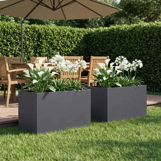 vidaXL Have Blomsterkrukke 2 stk. Antracit 60 x 40 x 40 cm