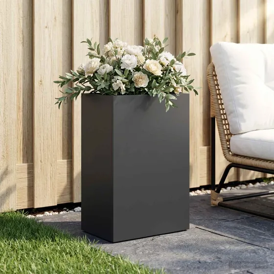 vidaXL Have Blomsterkrukke Sort 50 x 40 x 75 cm i koldvalset stål