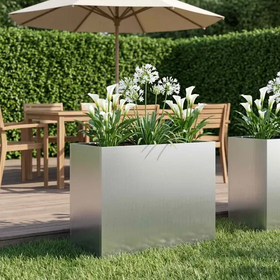 vidaXL Have Blomsterkrukke Sølv 60 x 30 x 50 cm Galvaniseret stål